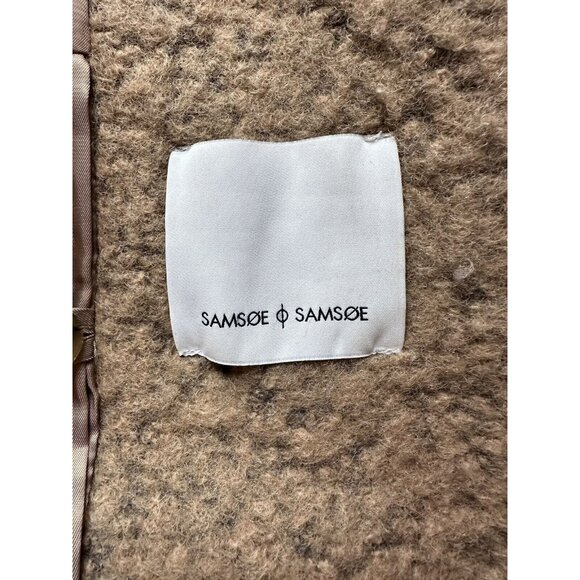 Samson & Samsoe Hoff Jacket Khaki Teddy Wool Coat Small - Picture 11 of 15